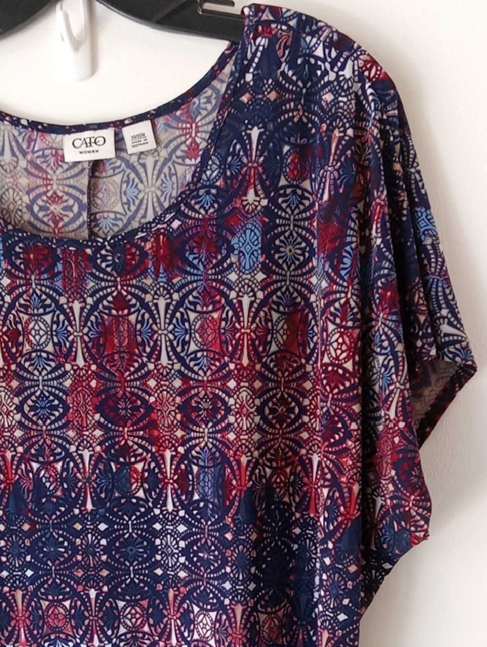 Cato Cap Sleeve Patterned Tunic Blouse Size 14/16W - Picture 5 of 5